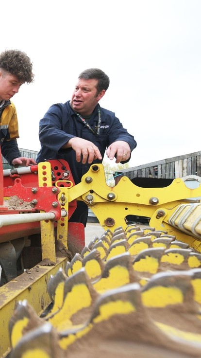 A student learns about tractors.