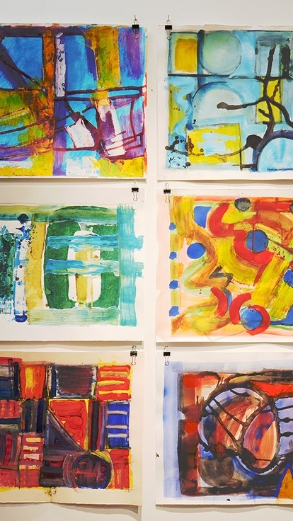 A range of squares 12, very bright and uplifting colours, abstract