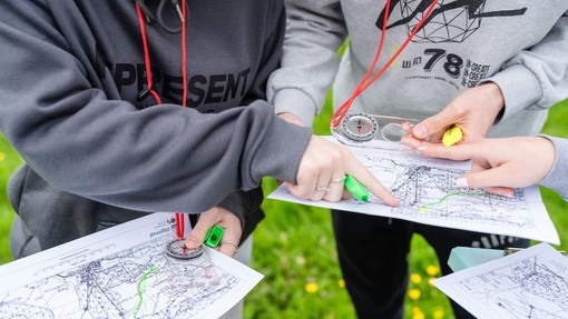 Students studying maps.