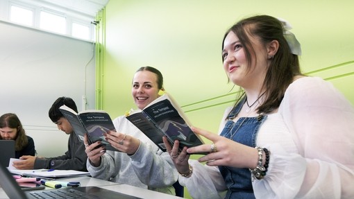Students studying Shakespeare.