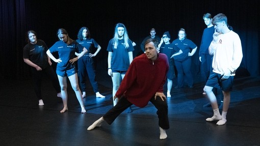 Students learning dance choreography