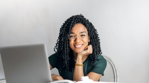 a woman on a laptop