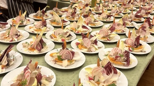 A range of very luxurious plated dinners ready to go out