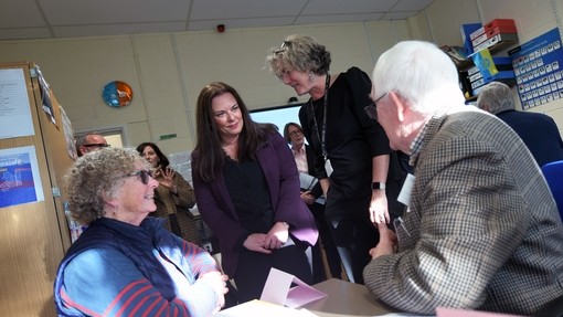 The minister in a classroom