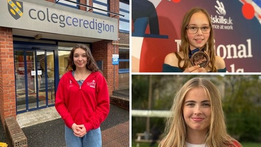Three Coleg Ceredigion catering students