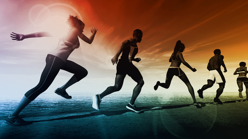 Decorative stock image of people running