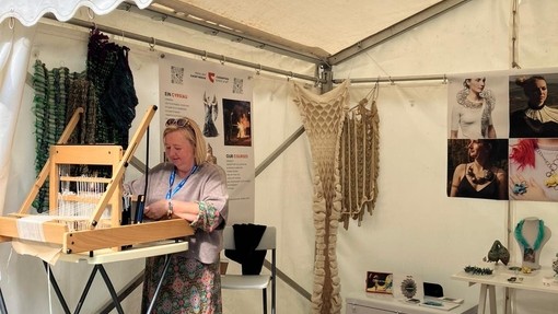 Staff at the Carmarthen School of Art stall at the Cardigan craft festival
