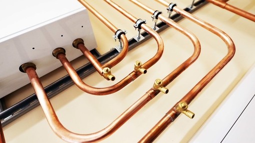 close up of some copper piping