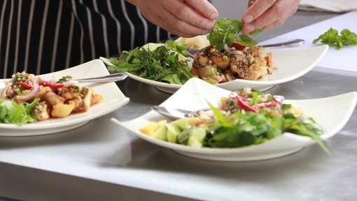 close up of professionally plated food