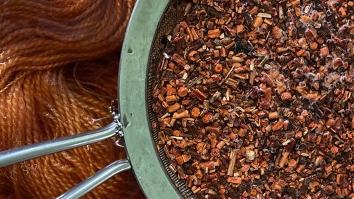 Milly Habgood A sieve with organic ingredients against woollen material of the same colour