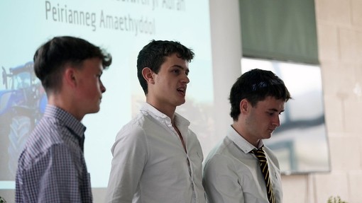 Three students talking about agri engineering