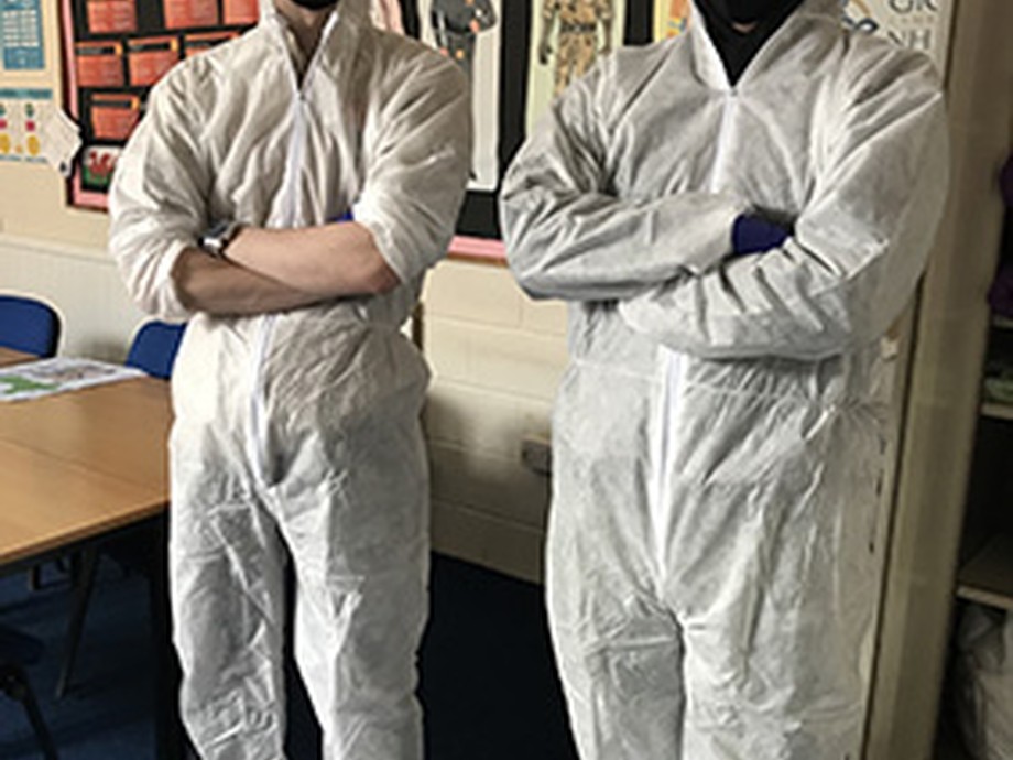 Students in forensic suits 