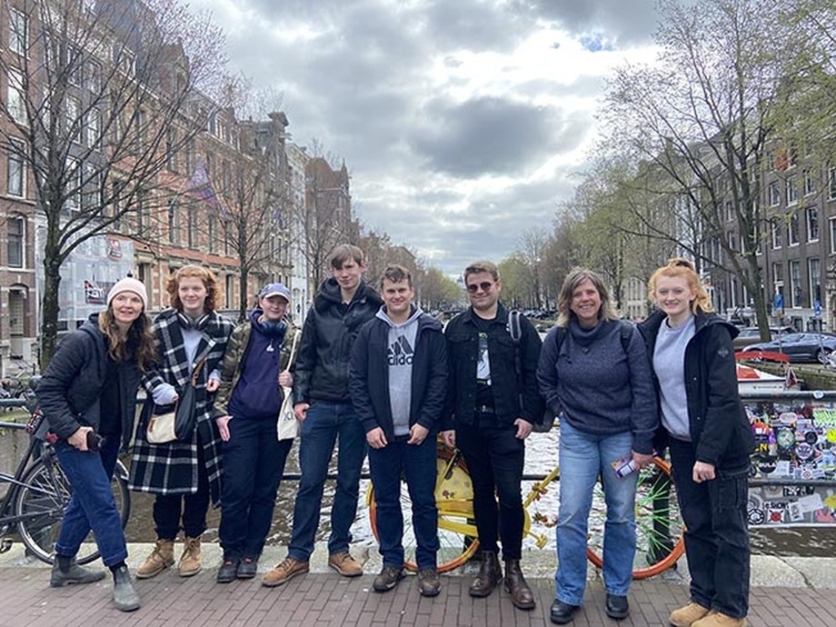 Students in a group in the Netherlands outside
