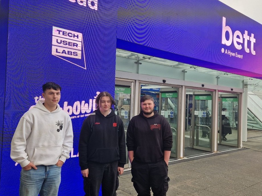 3 students outside the BETT venue 
