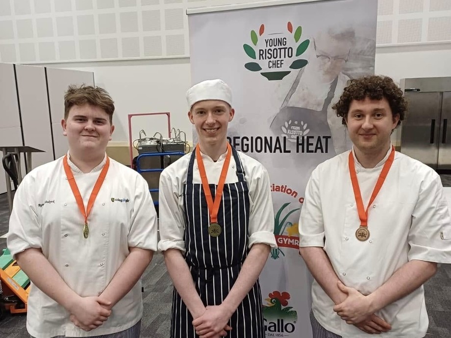 Harry with other Coleg Sir Gar winners at the Welsh championships wearing medals