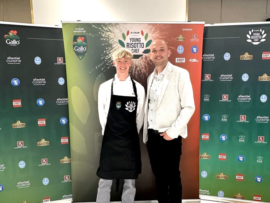 Harry and his cookery tutor Dan at the London competition