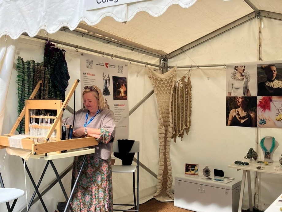 Staff at the Carmarthen School of Art stall at the Cardigan craft festival