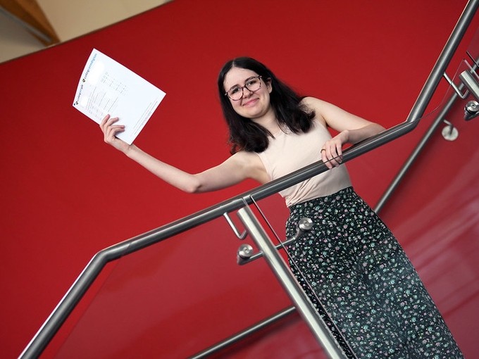 ela roberts holding up a-level results