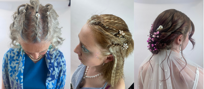 three heads of freshly created hairdressing
