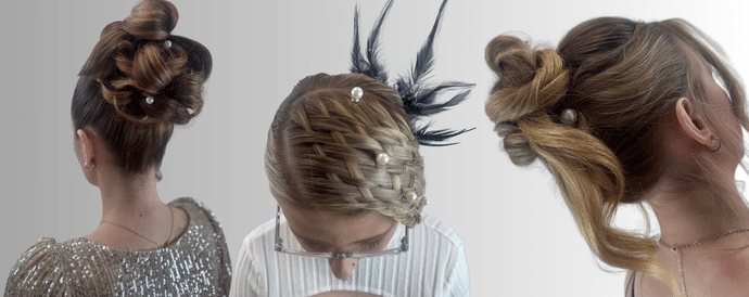 Three heads of impressive hair up styles