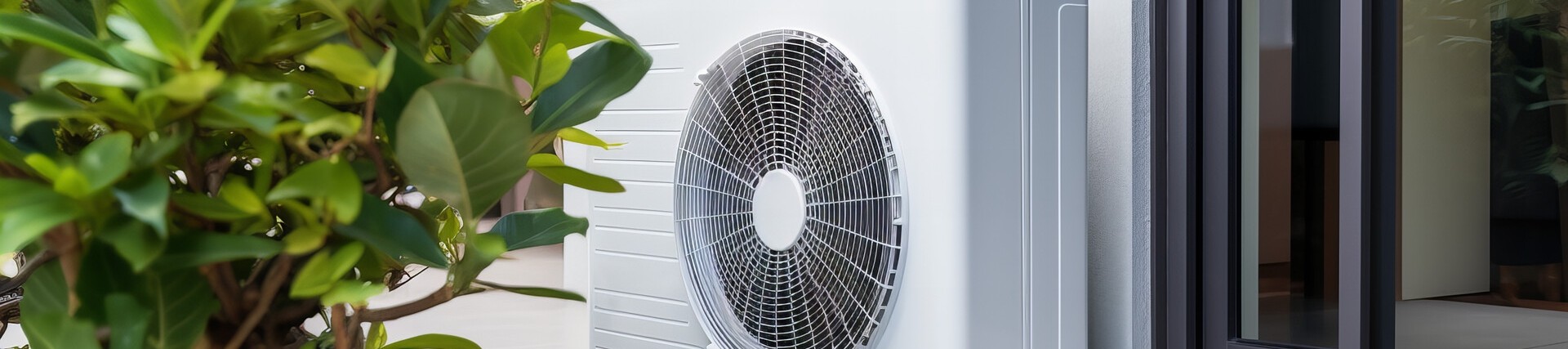 Ground source heat pump on the exterior of a building