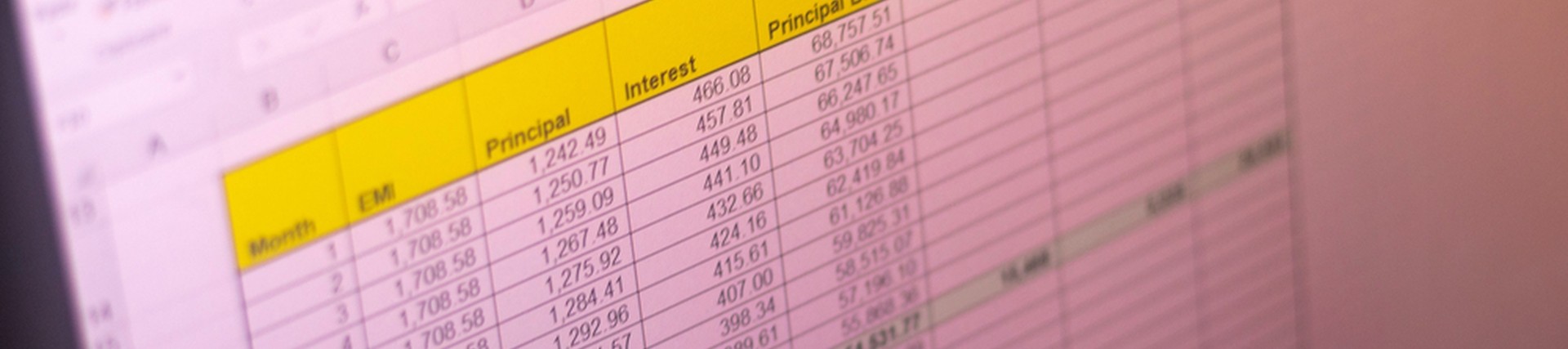 Computer screen showing an Excel spreadsheet