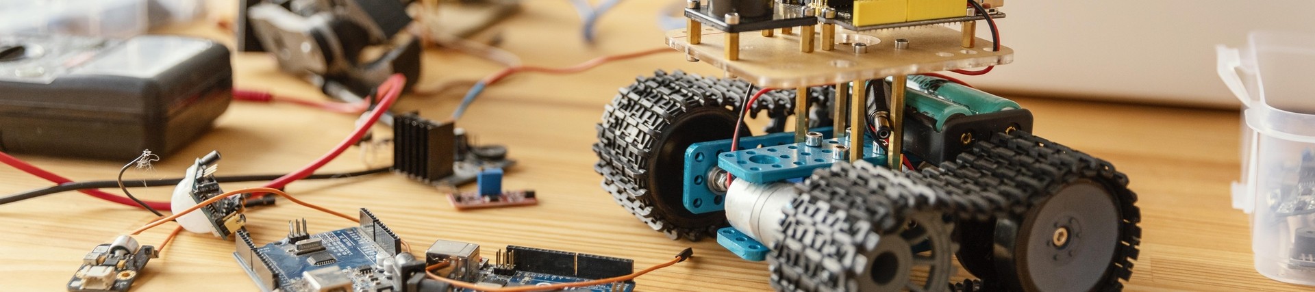 home made robot on a desk