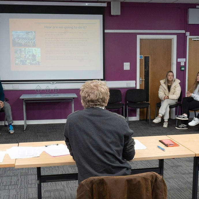 Students presenting their business ideas