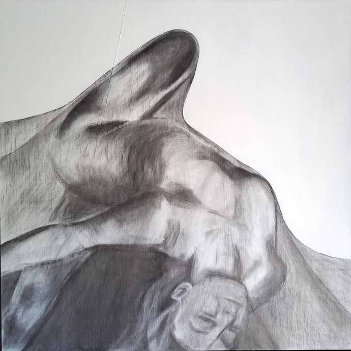 a black and white hand drawn figure