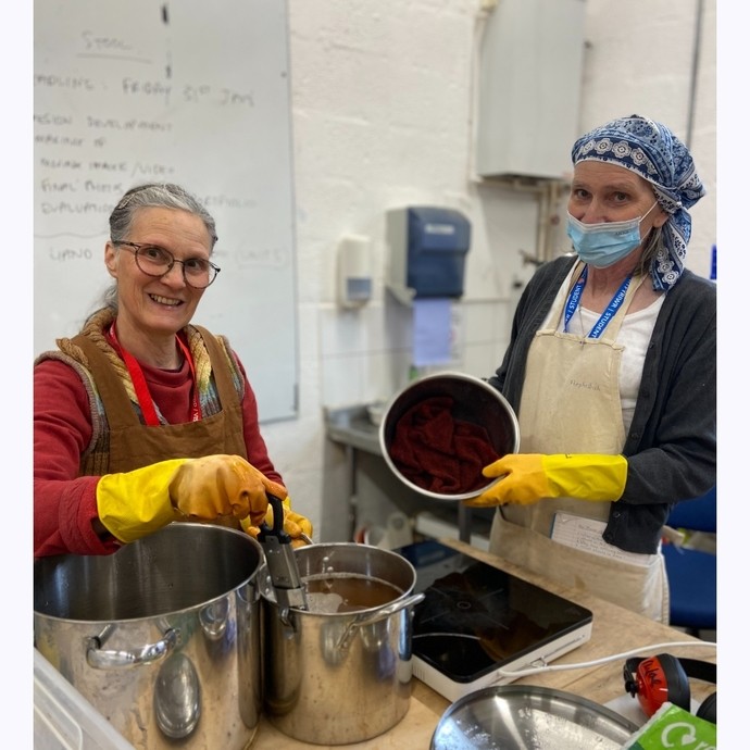 Hephzibah with Susan Martin from National Wool Museum