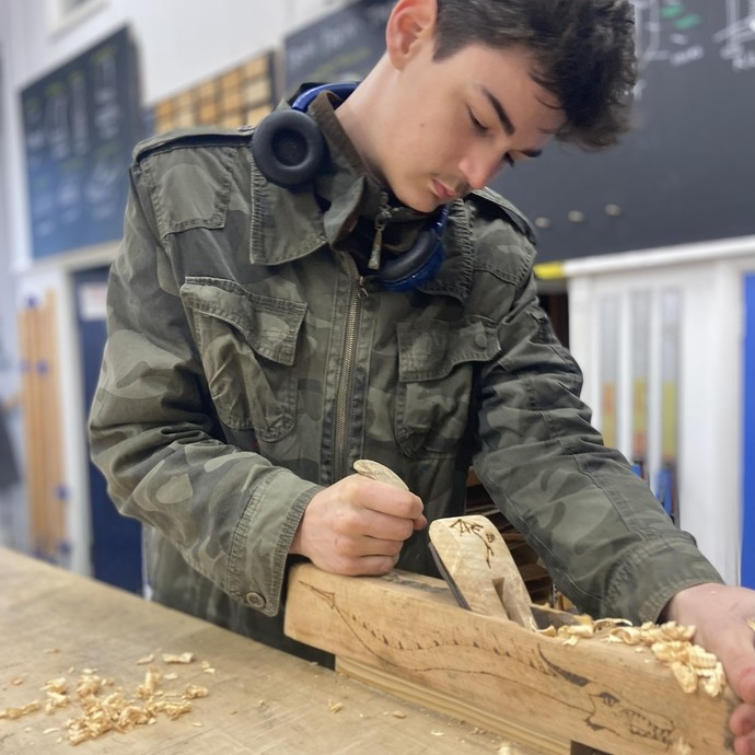 Student at workbench working 